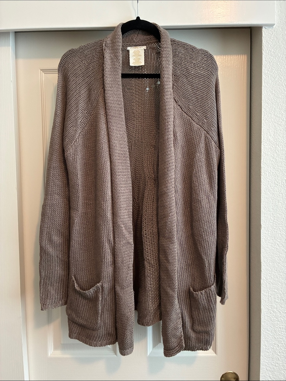 Matty M Taupe Open-Front Knit Cardigan
